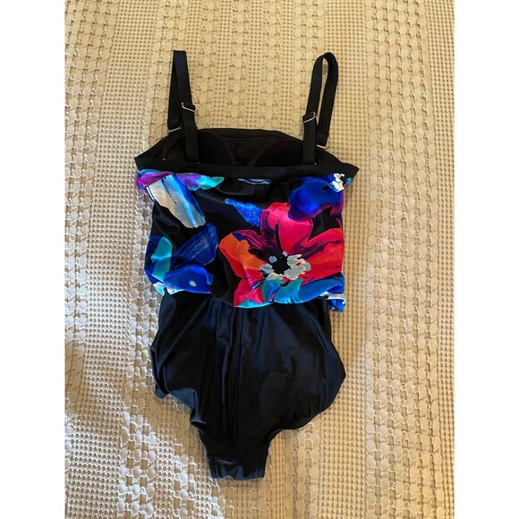 Women’s Swimsuit Size  XL One Piece “2 Bamboo” Adjustable Straps Beach Pool Chic - Picture 3 of 7